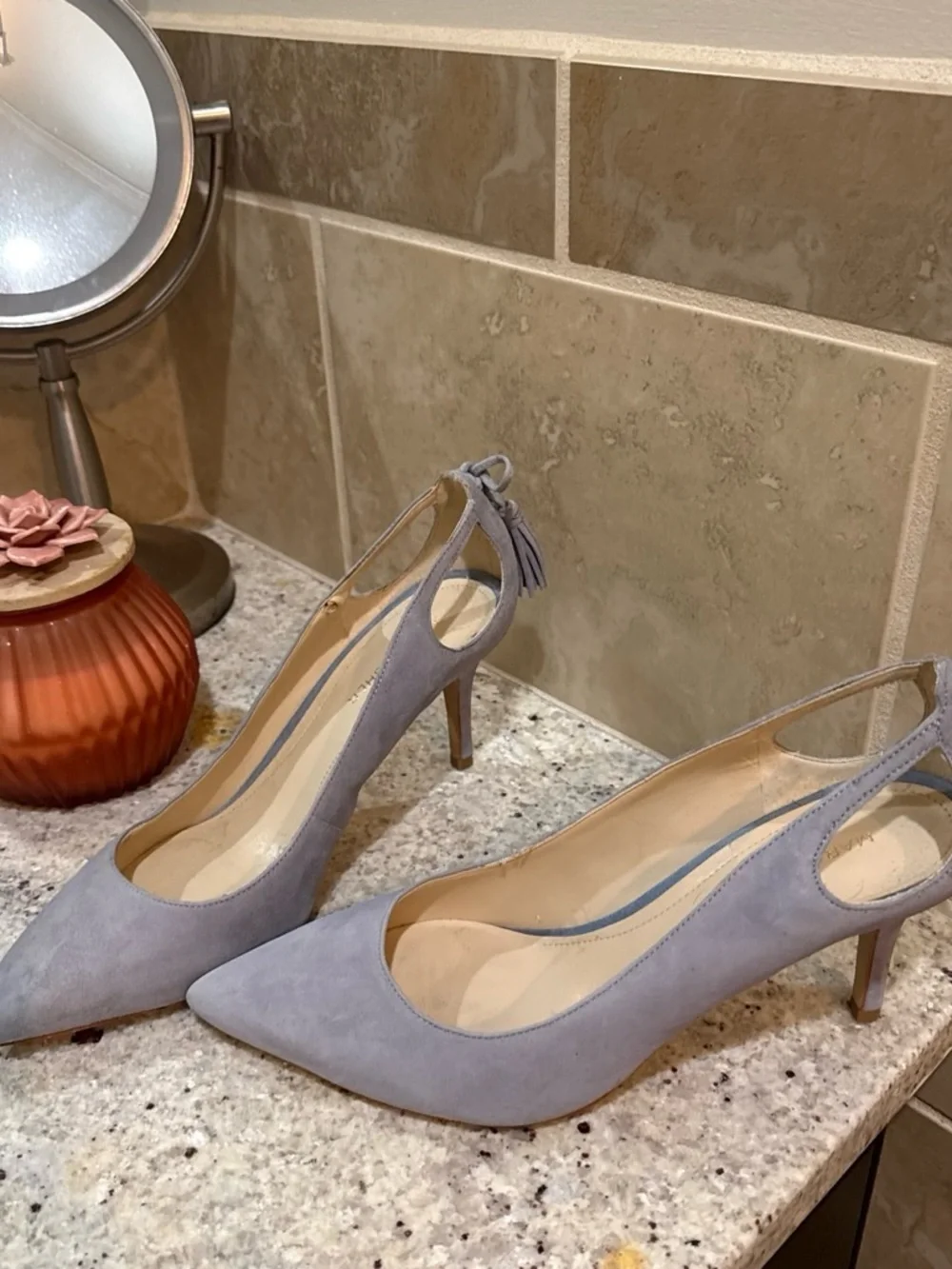 Marc Fisher Women’s Pointed Toe Slingback Pumps in periwinkle blue